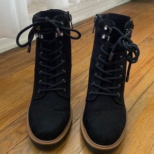 J.Lo lace up combat boot heels